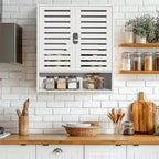 Bathroom Wall Cabinet Storage Organizer with Adjustable Shelf Double Door