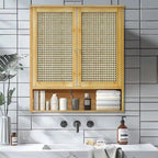 Bathroom Wall Cabinet Storage Organizer with Adjustable Shelf Double Door