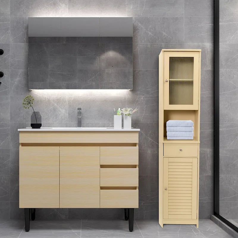 70.9  H Bathroom Storage Cabinet with 2 Doors & 1 Drawer,Freestanding Storage Tower