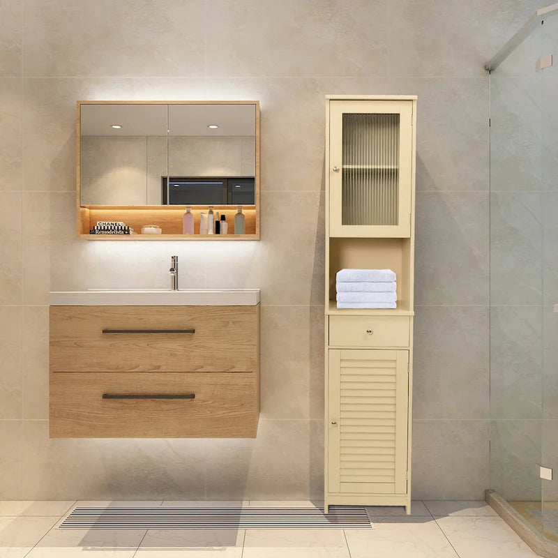 70.9  H Bathroom Storage Cabinet with 2 Doors & 1 Drawer,Freestanding Storage Tower