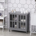 kleankin Storage Sideboard Buffet Cabinet Credenza with 2 Transparent Doors Dining Cupboard in Kitchen, Hallway, Grey