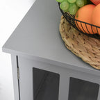 kleankin Storage Sideboard Buffet Cabinet Credenza with 2 Transparent Doors Dining Cupboard in Kitchen, Hallway, Grey