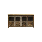 Harp & Finial Ayers 4-Door Reclaimed Railroad Tie Wood with Clear Glass Sideboard