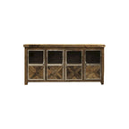 Harp & Finial Ayers 4-Door Reclaimed Railroad Tie Wood with Clear Glass Sideboard