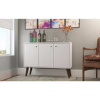 35.43" Mid-Century Modern Buffet Stand with 3 Shelves 3 Doors Storage Cabinet Glossy Finish Sideboard