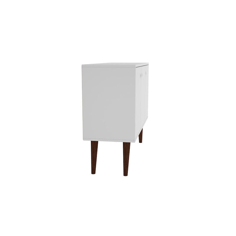 35.43" Mid-Century Modern Buffet Stand with 3 Shelves 3 Doors Storage Cabinet Glossy Finish Sideboard