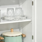 63" White Kitchen Buffet Hutch Cabinet with Glass Doors, Adjustable Shelves & Storage - Modern Freestanding Pantry Organizer