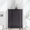 Triangle Corner Bathroom Storage Cabinet 31.5" H x 24.72" W - 2 Shelf MDF Wood Organizer with Ceramic Knobs - Black Brown