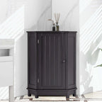 Triangle Corner Bathroom Storage Cabinet 31.5" H x 24.72" W - 2 Shelf MDF Wood Organizer with Ceramic Knobs - Black Brown