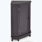 Triangle Corner Bathroom Storage Cabinet 31.5" H x 24.72" W - 2 Shelf MDF Wood Organizer with Ceramic Knobs - Black Brown