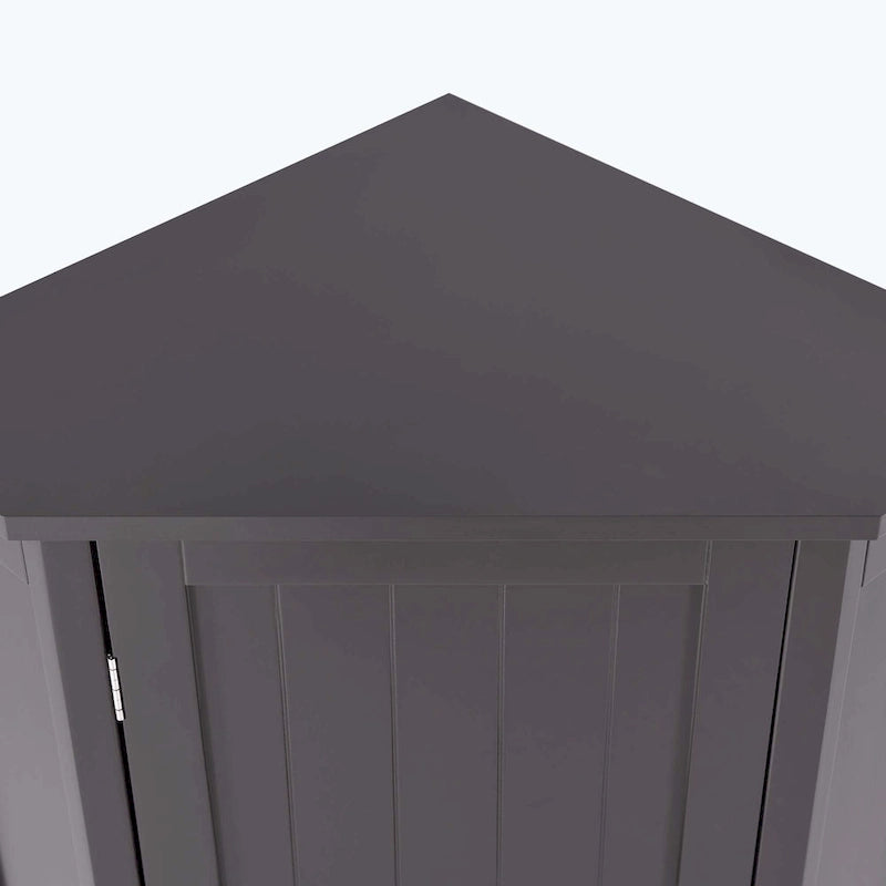 Triangle Corner Bathroom Storage Cabinet 31.5" H x 24.72" W - 2 Shelf MDF Wood Organizer with Ceramic Knobs - Black Brown