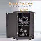 Triangle Corner Bathroom Storage Cabinet 31.5" H x 24.72" W - 2 Shelf MDF Wood Organizer with Ceramic Knobs - Black Brown