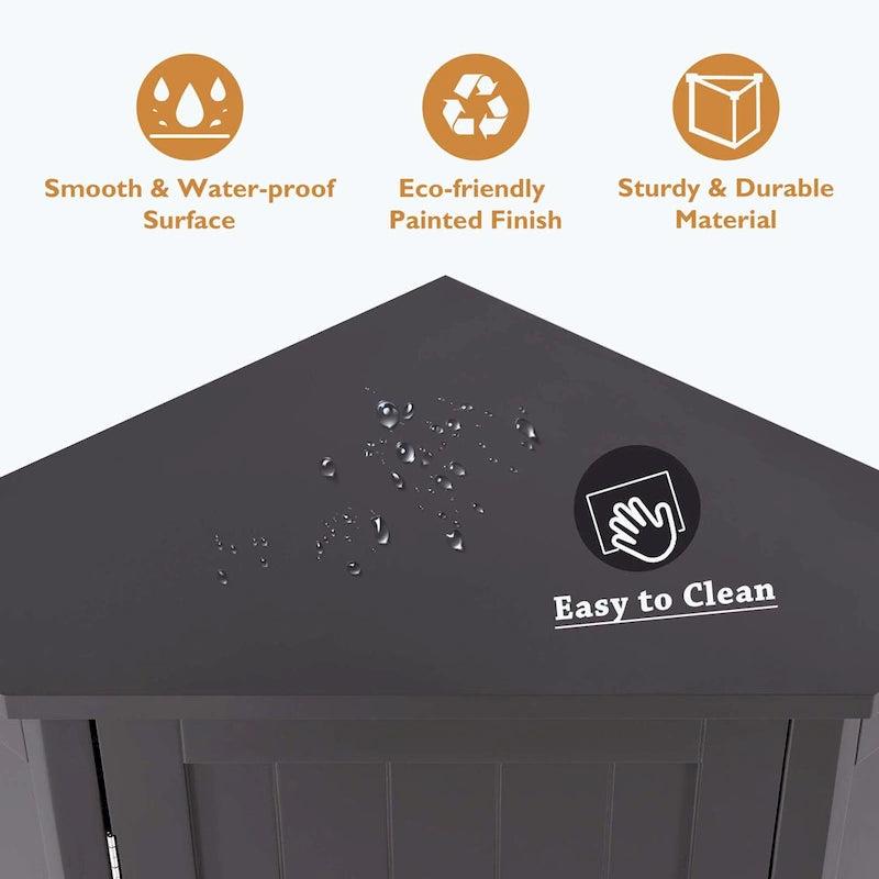 Triangle Corner Bathroom Storage Cabinet 31.5" H x 24.72" W - 2 Shelf MDF Wood Organizer with Ceramic Knobs - Black Brown