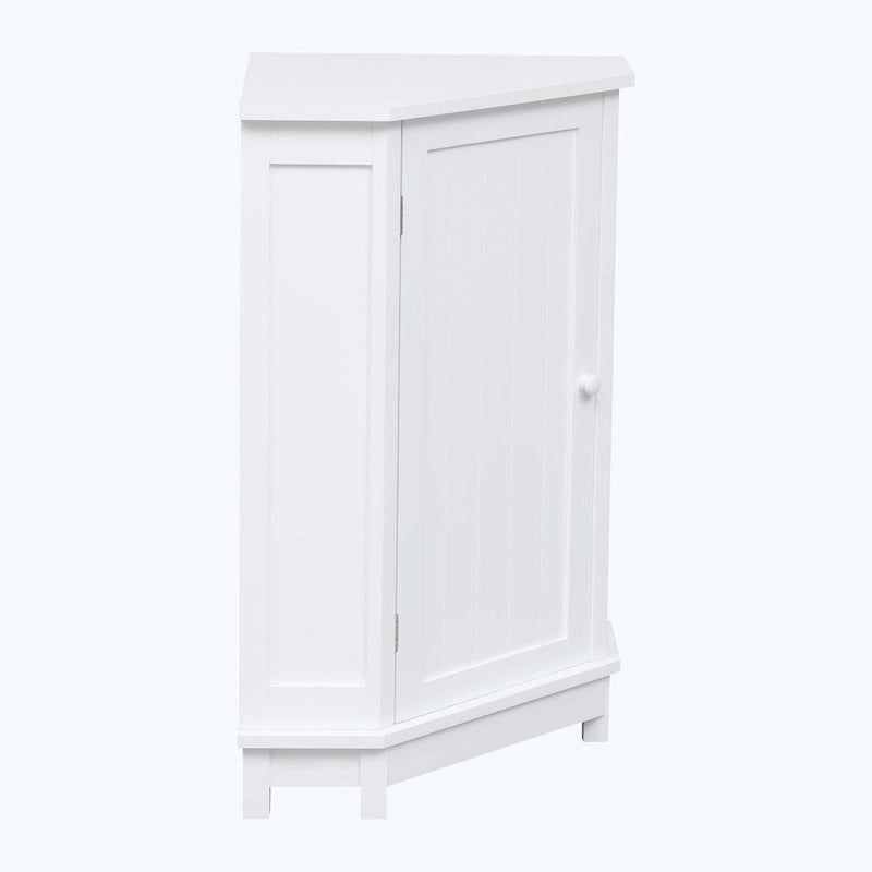 Triangle Corner Bathroom Storage Cabinet 31.5" H x 24.72" W - 2 Shelf MDF Wood Organizer with Ceramic Knobs - Black Brown