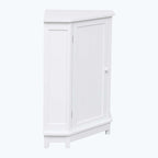 Triangle Corner Bathroom Storage Cabinet 31.5" H x 24.72" W - 2 Shelf MDF Wood Organizer with Ceramic Knobs - Black Brown