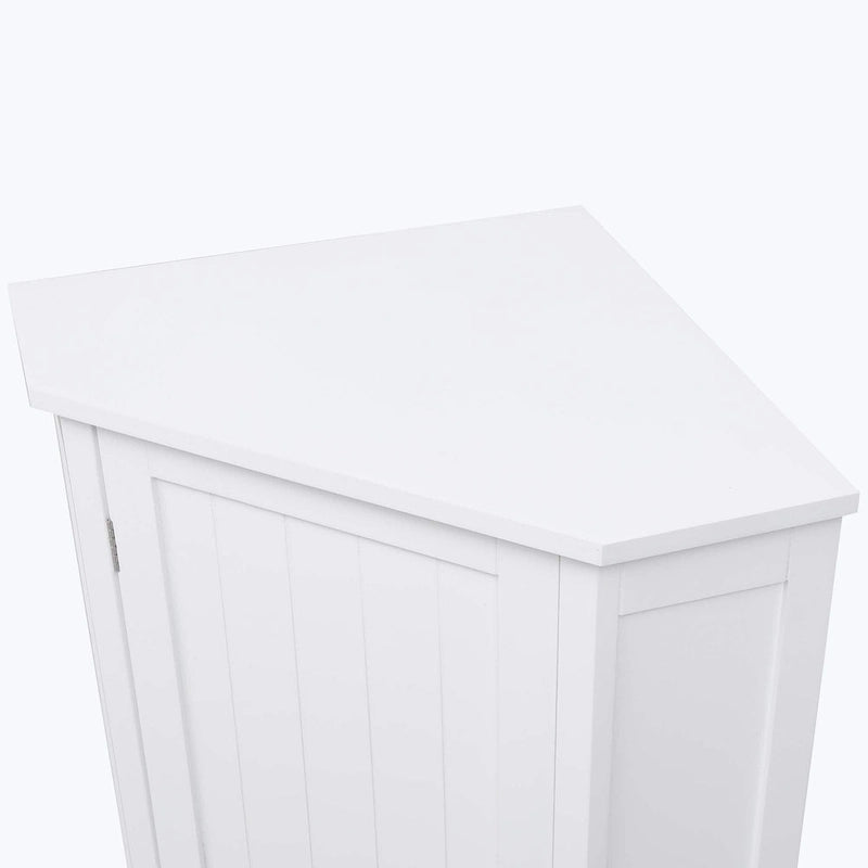 Triangle Corner Bathroom Storage Cabinet 31.5" H x 24.72" W - 2 Shelf MDF Wood Organizer with Ceramic Knobs - Black Brown