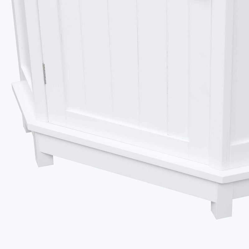 Triangle Corner Bathroom Storage Cabinet 31.5" H x 24.72" W - 2 Shelf MDF Wood Organizer with Ceramic Knobs - Black Brown