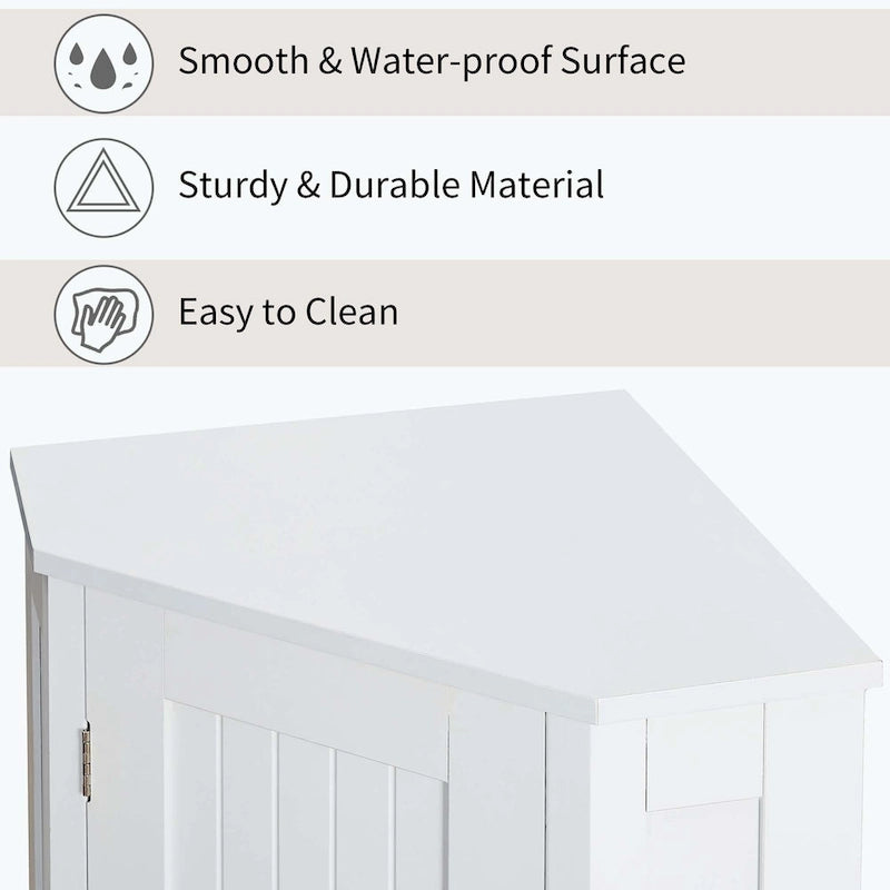 Triangle Corner Bathroom Storage Cabinet 31.5" H x 24.72" W - 2 Shelf MDF Wood Organizer with Ceramic Knobs - Black Brown