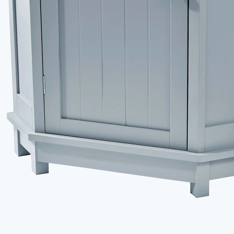 Triangle Corner Bathroom Storage Cabinet 31.5" H x 24.72" W - 2 Shelf MDF Wood Organizer with Ceramic Knobs - Black Brown