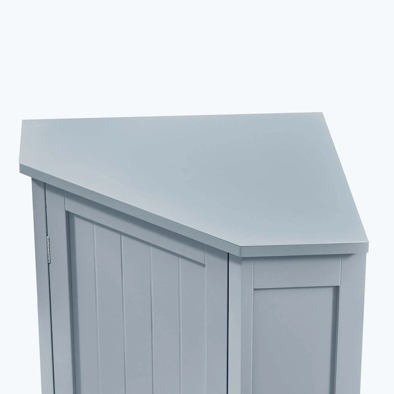 Triangle Corner Bathroom Storage Cabinet 31.5" H x 24.72" W - 2 Shelf MDF Wood Organizer with Ceramic Knobs - Black Brown