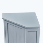 Triangle Corner Bathroom Storage Cabinet 31.5" H x 24.72" W - 2 Shelf MDF Wood Organizer with Ceramic Knobs - Black Brown