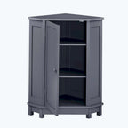 Triangle Corner Bathroom Storage Cabinet 31.5" H x 24.72" W - 2 Shelf MDF Wood Organizer with Ceramic Knobs - Black Brown