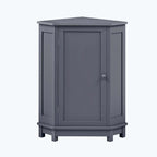 Triangle Corner Bathroom Storage Cabinet 31.5" H x 24.72" W - 2 Shelf MDF Wood Organizer with Ceramic Knobs - Black Brown