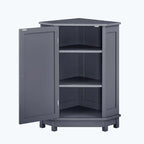 Triangle Corner Bathroom Storage Cabinet 31.5" H x 24.72" W - 2 Shelf MDF Wood Organizer with Ceramic Knobs - Black Brown
