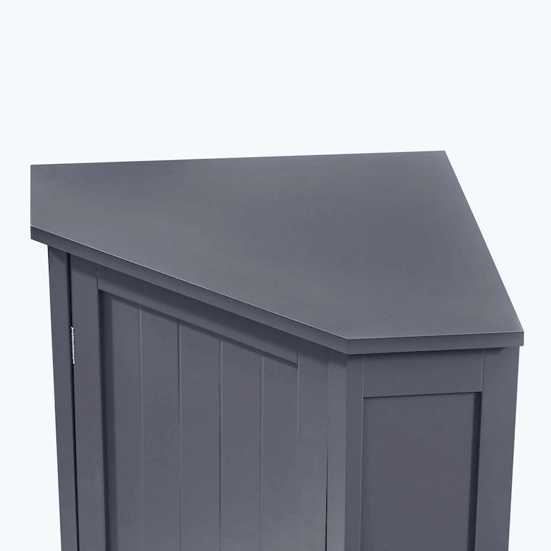 Triangle Corner Bathroom Storage Cabinet 31.5" H x 24.72" W - 2 Shelf MDF Wood Organizer with Ceramic Knobs - Black Brown