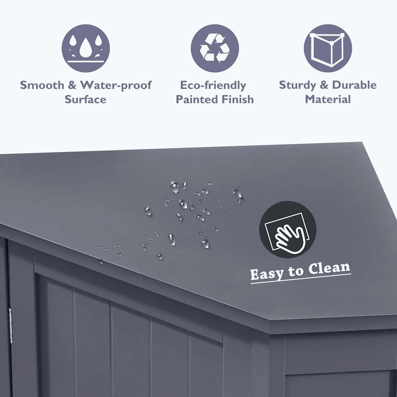 Triangle Corner Bathroom Storage Cabinet 31.5" H x 24.72" W - 2 Shelf MDF Wood Organizer with Ceramic Knobs - Black Brown