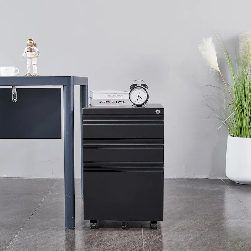 3-Drawer Steel Locking Rolling File Cabinet