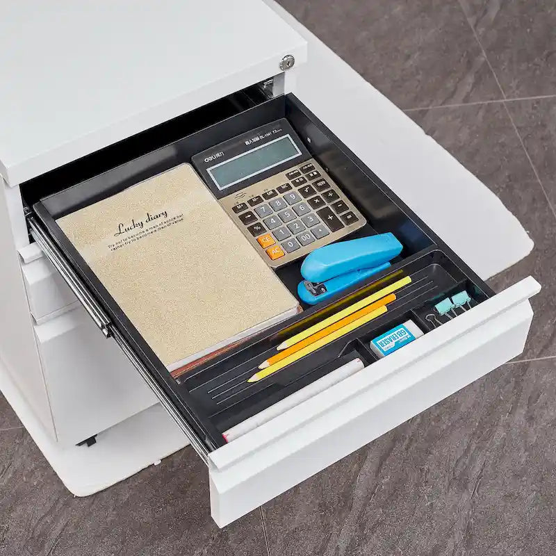 3-Drawer Steel Locking Rolling File Cabinet