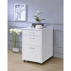 Handela White High Gloss File Cabinet with 3 Drawers