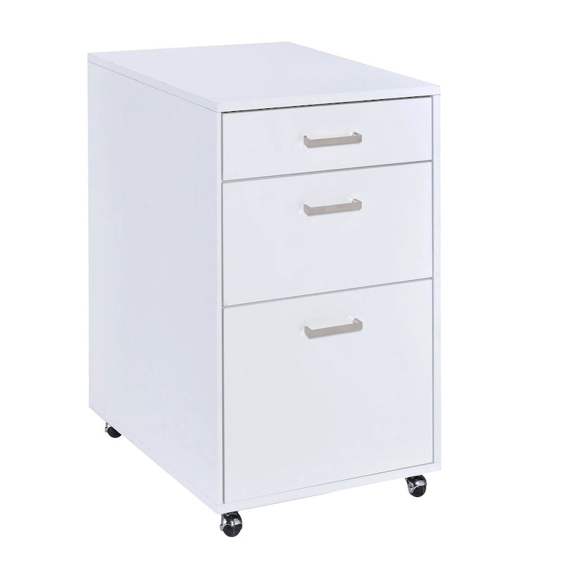 Handela White High Gloss File Cabinet with 3 Drawers