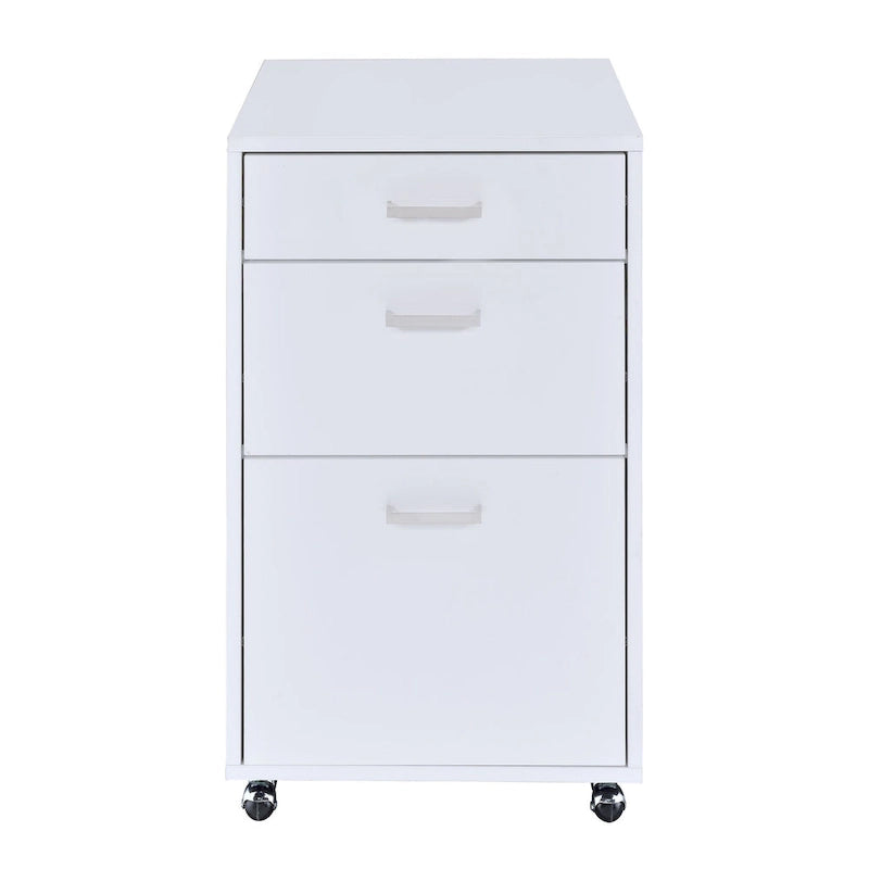 Handela White High Gloss File Cabinet with 3 Drawers
