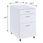 Handela White High Gloss File Cabinet with 3 Drawers