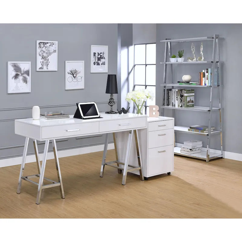 Handela White High Gloss File Cabinet with 3 Drawers