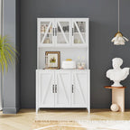 Pantry Storage Cabinet with Glass Doors - N/A