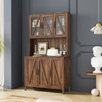 Pantry Storage Cabinet with Glass Doors - N/A