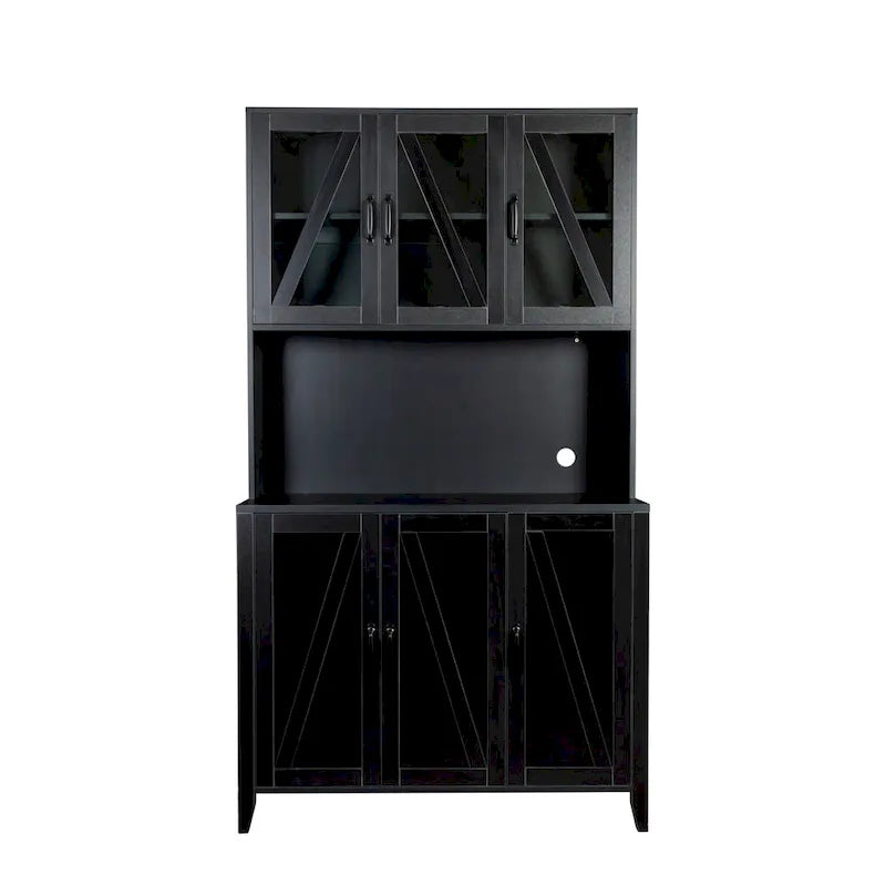 Pantry Storage Cabinet with Glass Doors - N/A