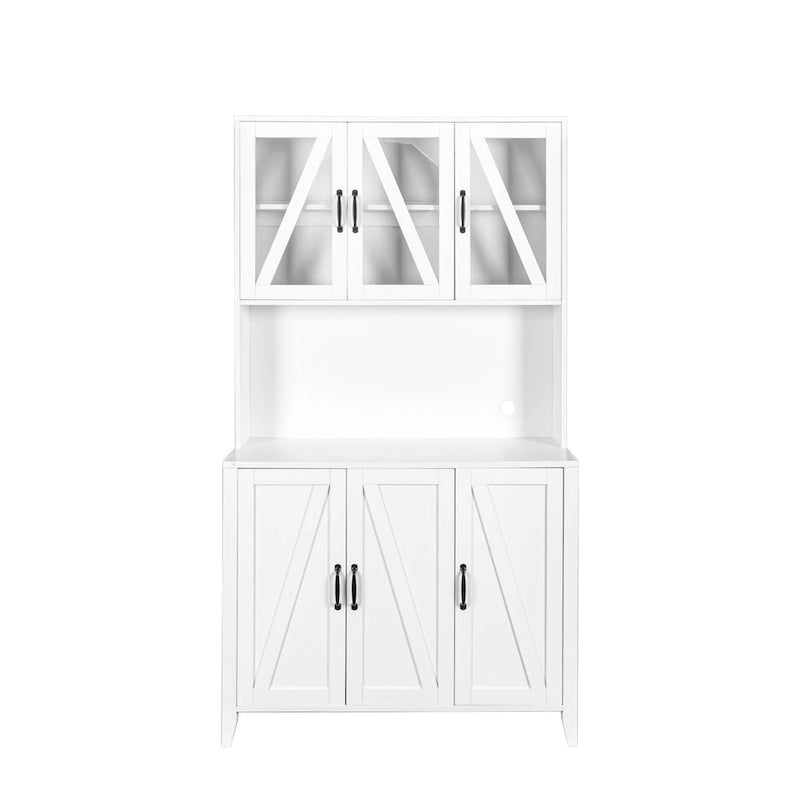 Pantry Storage Cabinet with Glass Doors - N/A