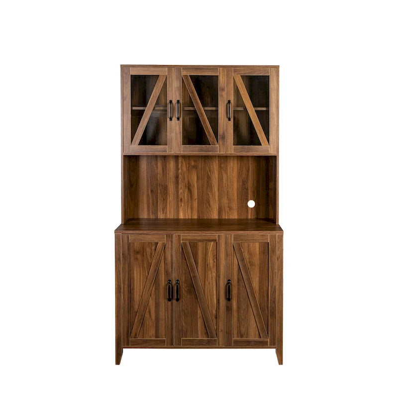 Pantry Storage Cabinet with Glass Doors - N/A