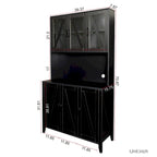 Pantry Storage Cabinet with Glass Doors - N/A