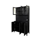 Pantry Storage Cabinet with Glass Doors - N/A