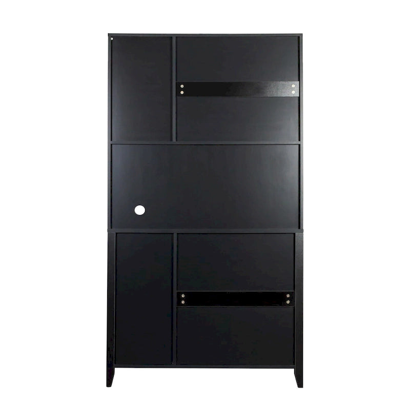 Pantry Storage Cabinet with Glass Doors - N/A