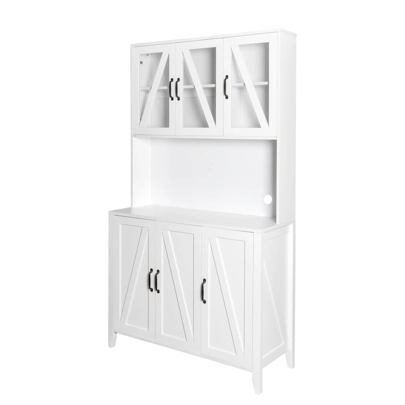 Pantry Storage Cabinet with Glass Doors - N/A