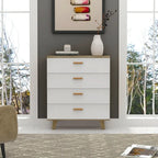 Modern White Storage Solid Wood Handle Drawer Side Cabinet