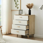 Modern White Storage Solid Wood Handle Drawer Side Cabinet