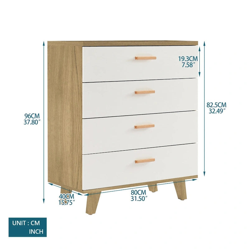Modern White Storage Solid Wood Handle Drawer Side Cabinet