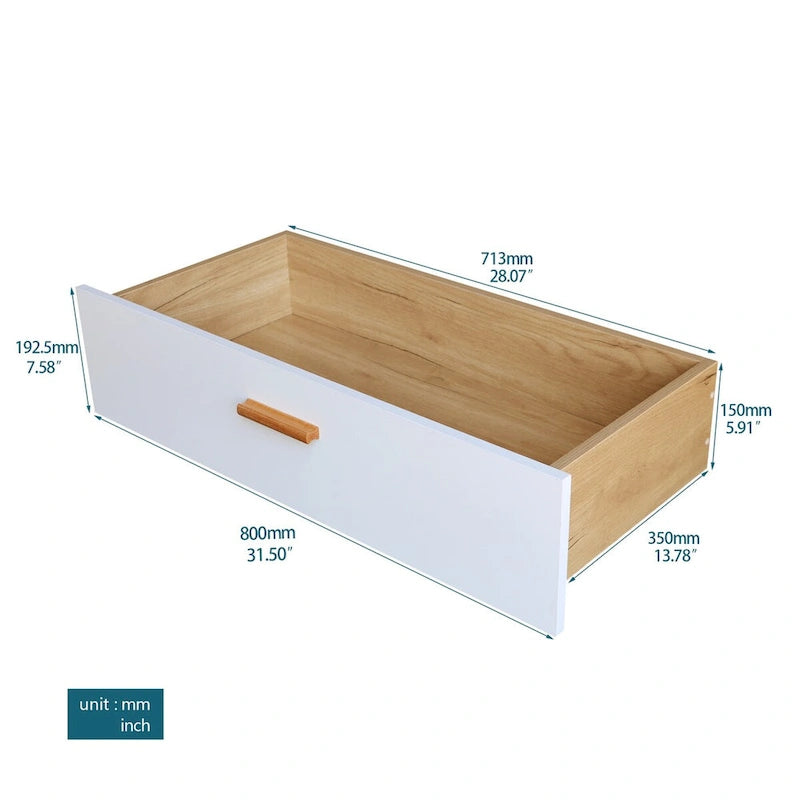 Modern White Storage Solid Wood Handle Drawer Side Cabinet